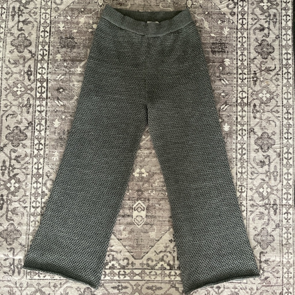 TALULAH Gray Knit Wide-Leg Pants